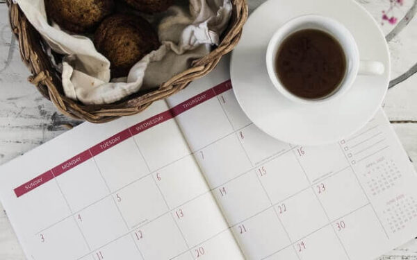 calendar with coffee & muffins