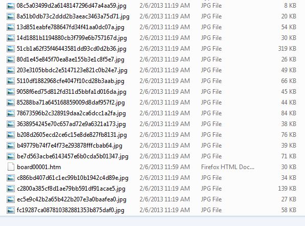 Pin4Ever Pinterest backup - screen capture of board folder
