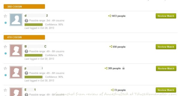 ancestry results - matches