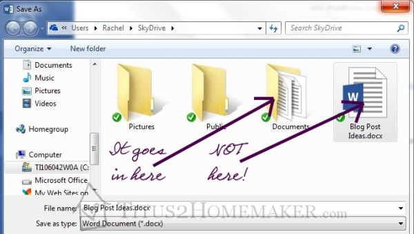 Saving a document to the SkyDrive