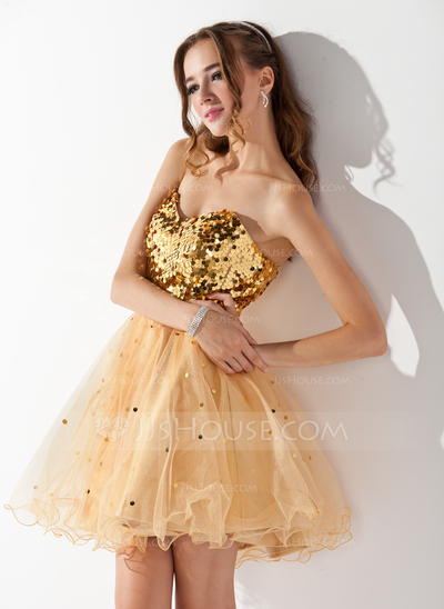 This dress from http://www.jjshouse.com/Prom-Dresses-c18/ would convert to a fabulous little-girl princess dress when you're finished with it. (Wide ribbon would make easy straps.)