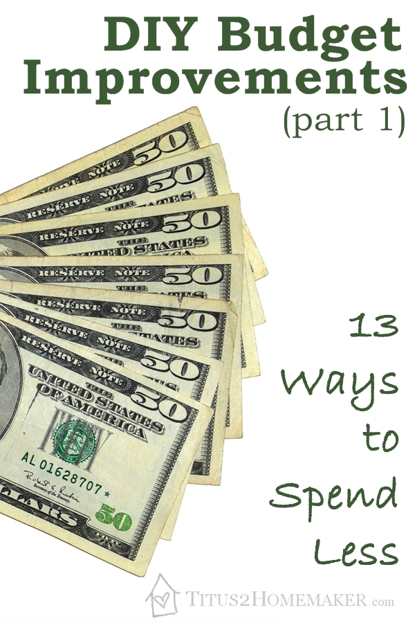 DIY Budget Improvements, part 1: 13 Ways to Spend Less -- Titus 2 Homemaker #t2hmkr