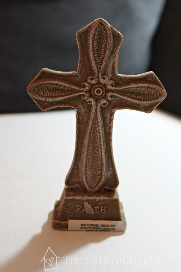 Dollar Store Redos -- cross "before"  -- Titus 2 Homemaker #t2hmkr