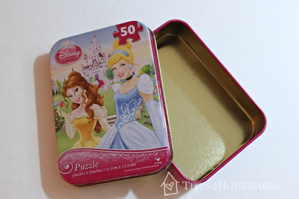 Dollar Store Redos -- a closer look at the puzzle tin -- Titus 2 Homemaker #t2hmkr