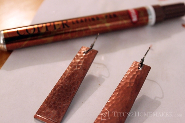 Dollar Store Redos - spoons "after" (earrings being "painted") -- Titus 2 Homemaker #t2hmkr