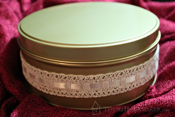 Dollar Store Redos - tin "after" -- Titus 2 Homemaker #t2hmkr