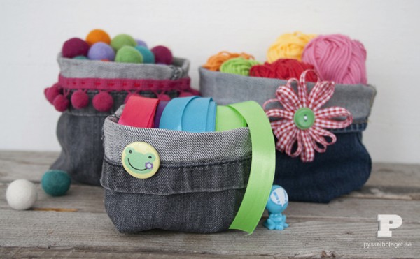 DIY: Gift Basket Containers to Make (roundup) -- Titus 2 Homemaker (blue jean baskets from pyyselbolaget.se) #t2hmkr