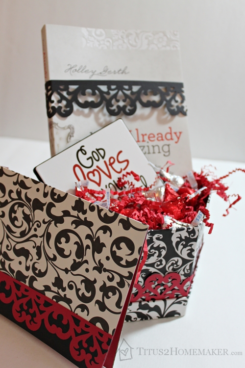 Valentine's Day Gift Basket for a Single Friend -- Titus 2 Homemaker -- basket (minus rose) with card