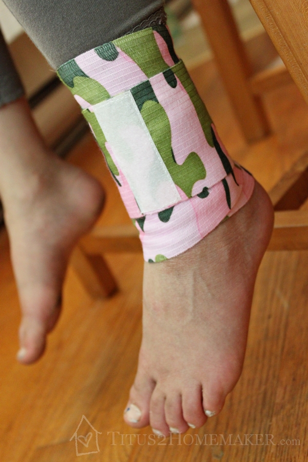 (wrapped ankle) Add a little fun to first aid with Fun Wraps! -- Titus 2 Homemaker