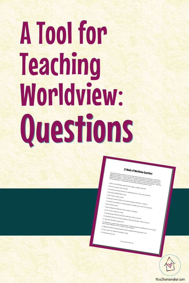 A Tool for Teaching Worldview: Questions (pinnable title image)
