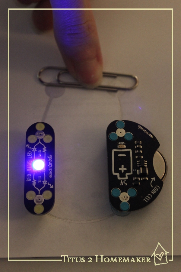 CircuitScribe Mini Kit - conductivity tester in use -- Titus 2 Homemaker