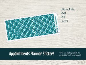 Printable Appointments Planner Stickers with cut files for Silhouette (mini-sheet, Teal)