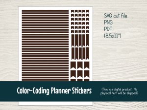 Printable Color-Coding Planner Stickers with Cut Files for Silhouette (Brown)