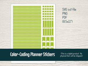 Printable Color-Coding Planner Stickers with cut files for Silhouette (Lime)