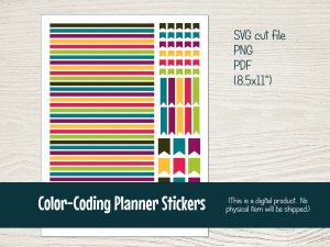 Printable Color-Coding Planner Stickers with cut files for Silhouette (Mixed)
