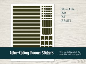 Printable Color-Coding Planner Stickers with cut files for Silhouette (Olive)