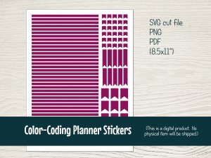 Printable Color-Coding Planner Stickers with cut files for Silhouette (Purple)