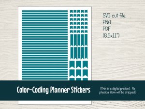 Printable Color-Coding Planner Stickers with cut files for Silhouette (Teal)