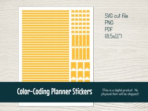 Printable Color-Coding Planner Stickers with cut files for Silhouette (Yellow)