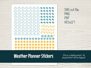Printable Weather Planner Stickers with cut files for Silhouette